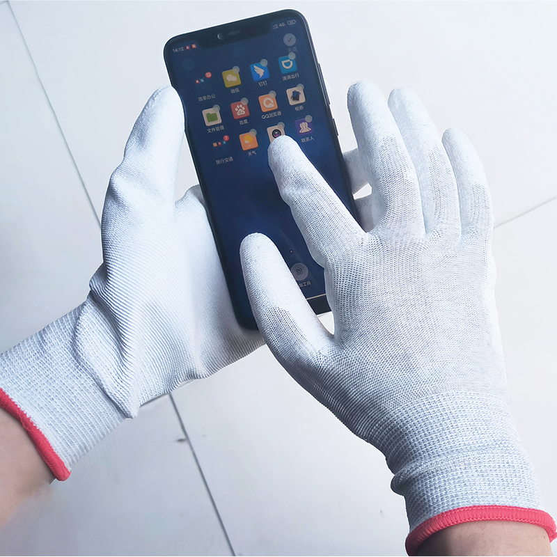 White Carbon fiber with PU coated gloves-DPU210